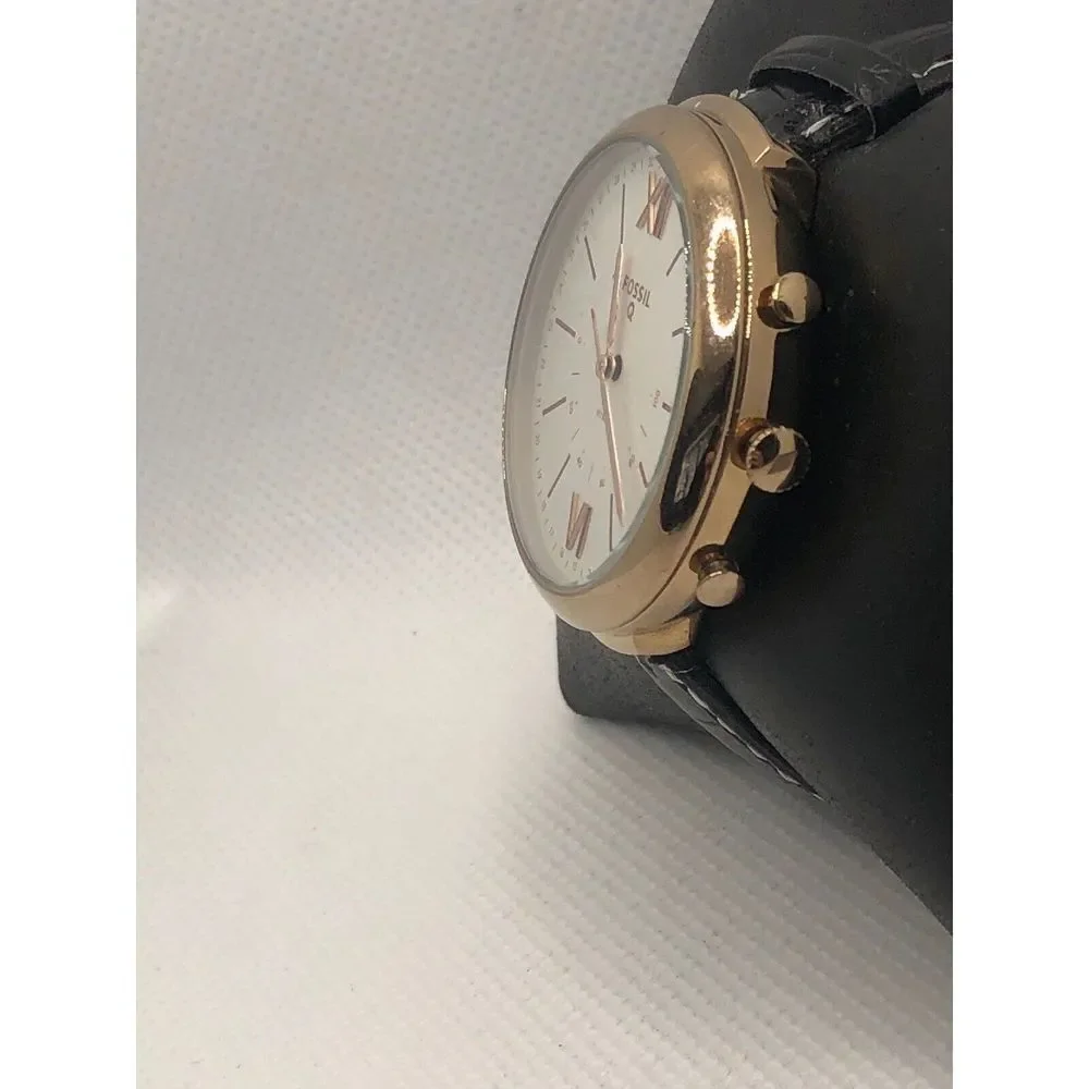 Fossil Q FTW5021 Women Black Leather Analog Silver Dial Hybrid Smart Watch HK220
